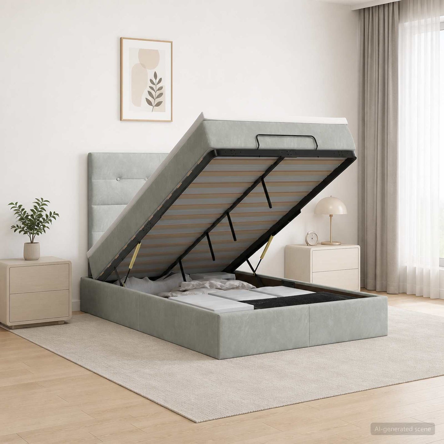 vidaXL Κρεβάτι Ottoman με στρώμα Ανοιχτό γκρι 120 x 190 cm Βελούδο
