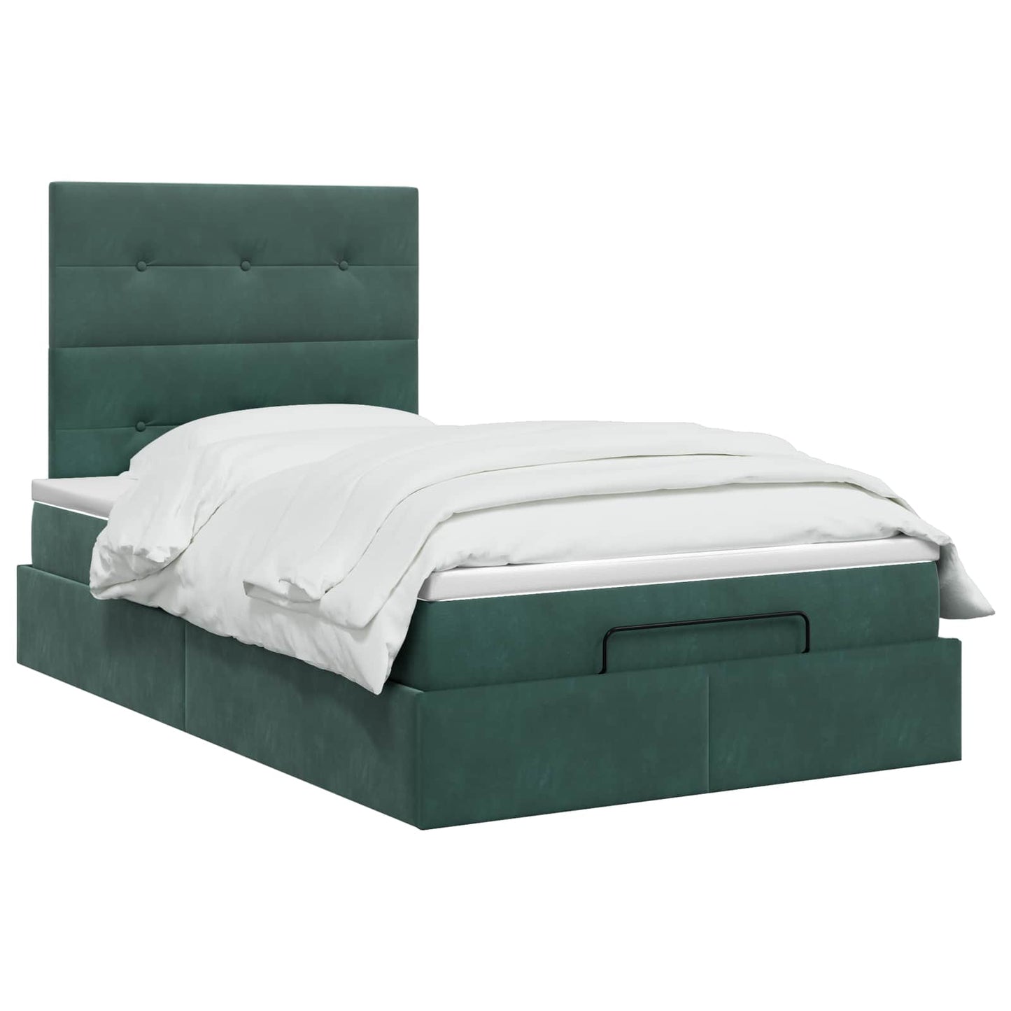 vidaXL Κρεβάτι Ottoman με στρώμα Σκούρο Πράσινο 120 x 200 cm Βελούδο