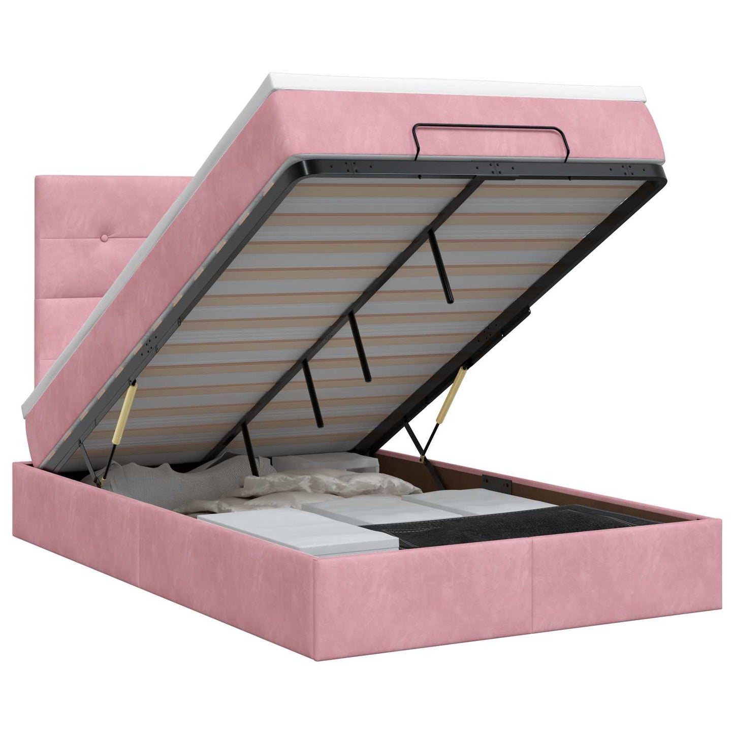 vidaXL Κρεβάτι Ottoman με στρώμα με κεφαλάρι Ροζ 120 x 200 cm Βελούδο