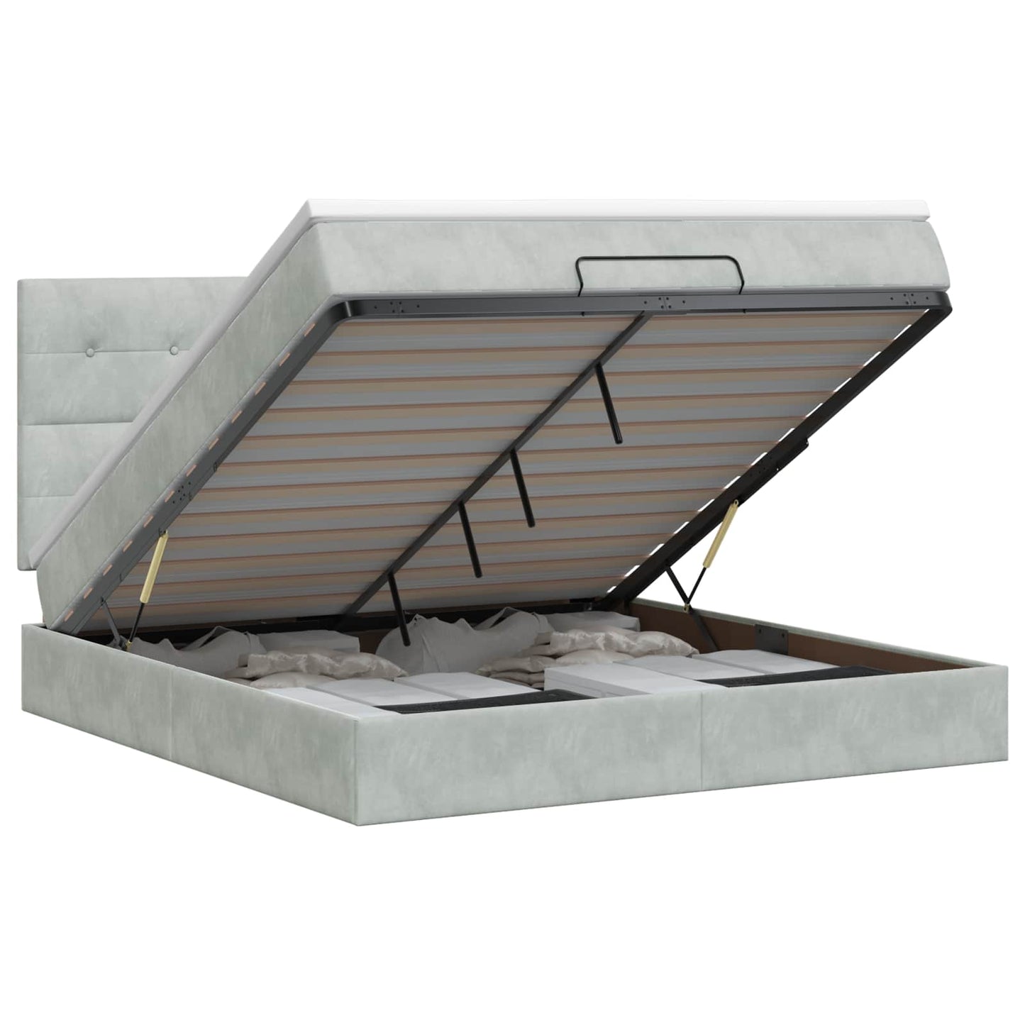 vidaXL Κρεβάτι Ottoman με στρώμα Ανοιχτό γκρι 140 x 190 cm Βελούδο
