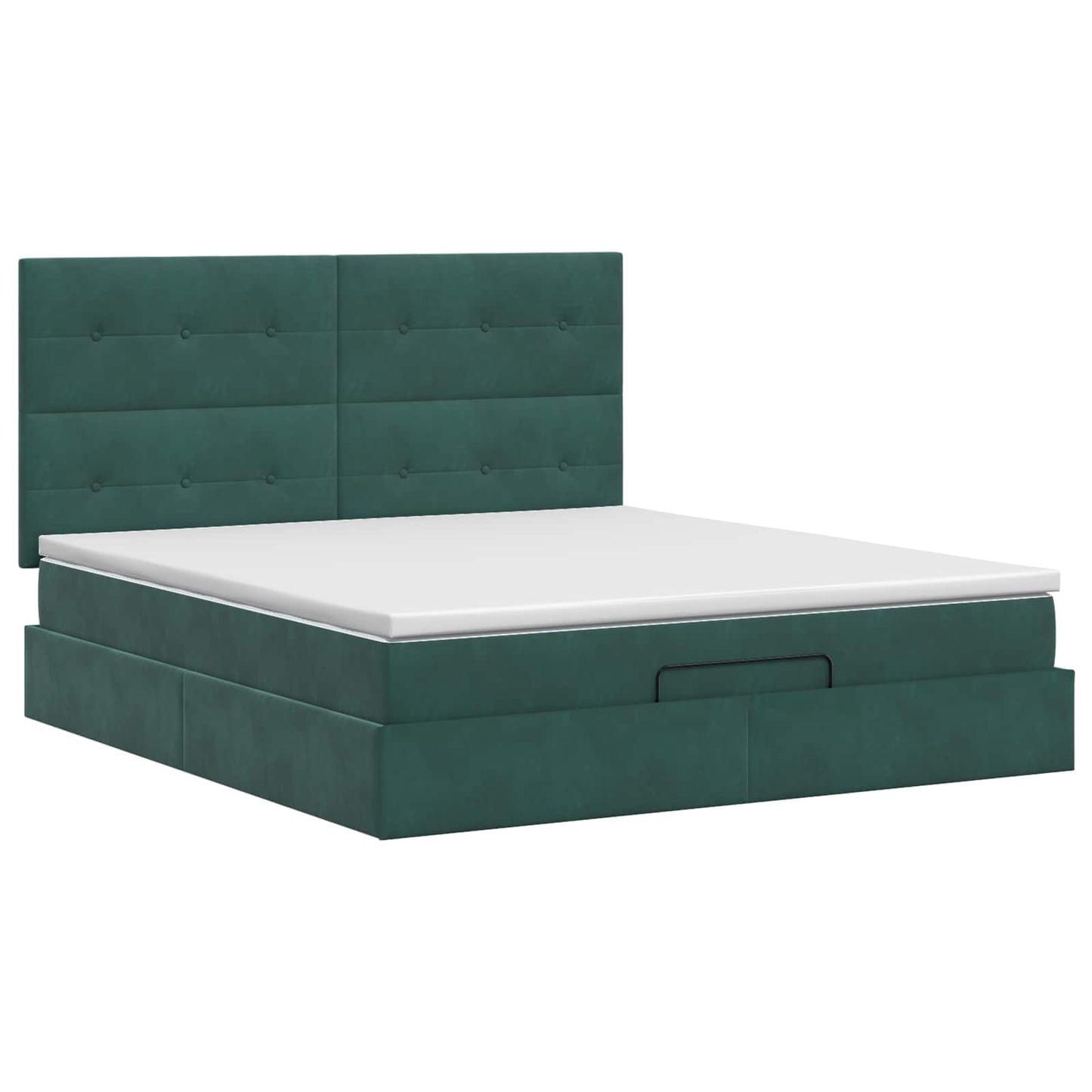 vidaXL Κρεβάτι Ottoman με στρώμα Σκούρο Πράσινο 160 x 200 cm Βελούδο