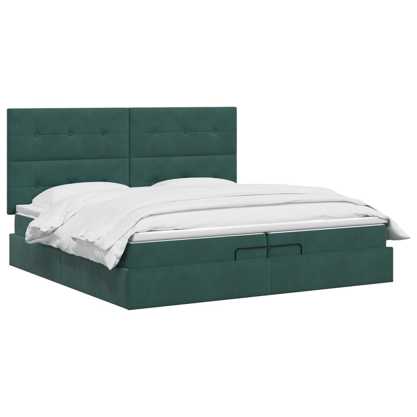 vidaXL Κρεβάτι Ottoman με στρώμα Σκούρο Πράσινο 200 x 200 cm Βελούδο