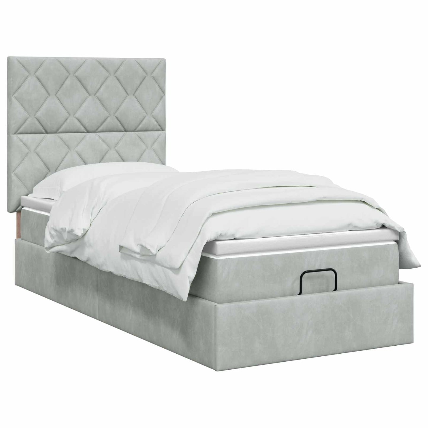 vidaXL Κρεβάτι Ottoman με στρώμα Ανοιχτό γκρι 100 x 200 cm Βελούδο