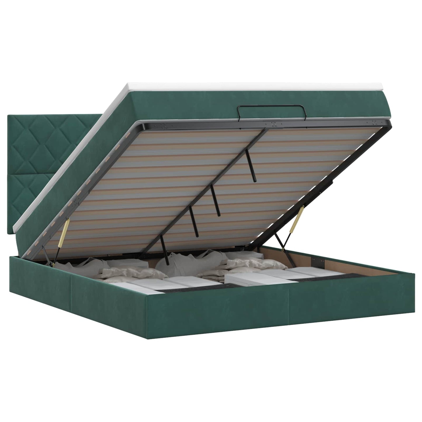 vidaXL Κρεβάτι Ottoman με στρώμα Σκούρο Πράσινο 140 x 190 cm Βελούδο