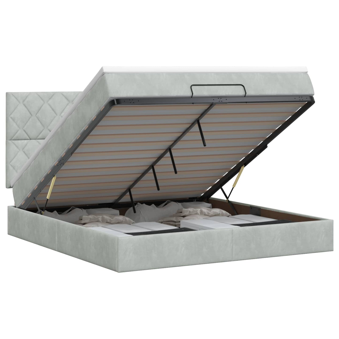 vidaXL Κρεβάτι Ottoman με στρώμα Ανοιχτό γκρι 140 x 200 cm Βελούδο