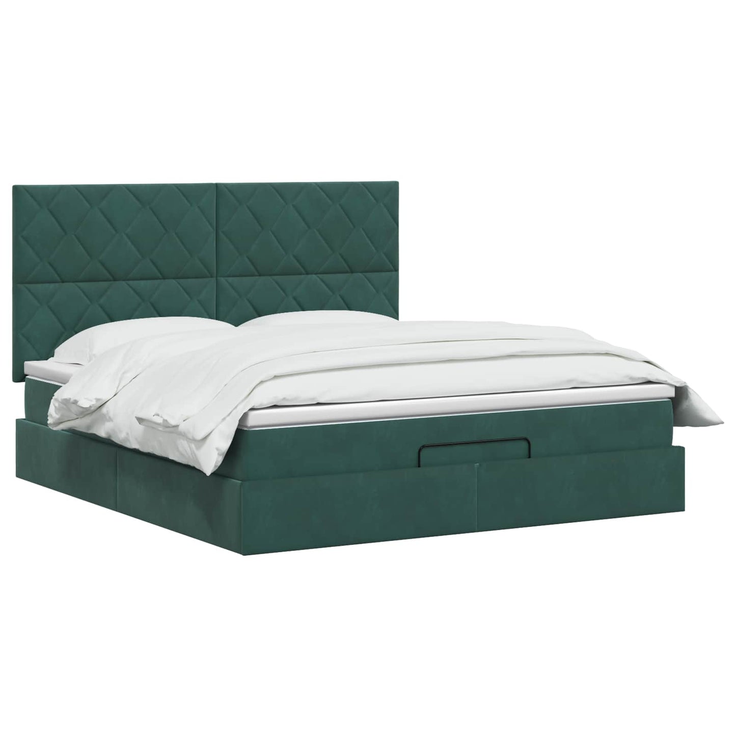vidaXL Κρεβάτι Ottoman με στρώμα Σκούρο Πράσινο 140 x 200 cm Βελούδο