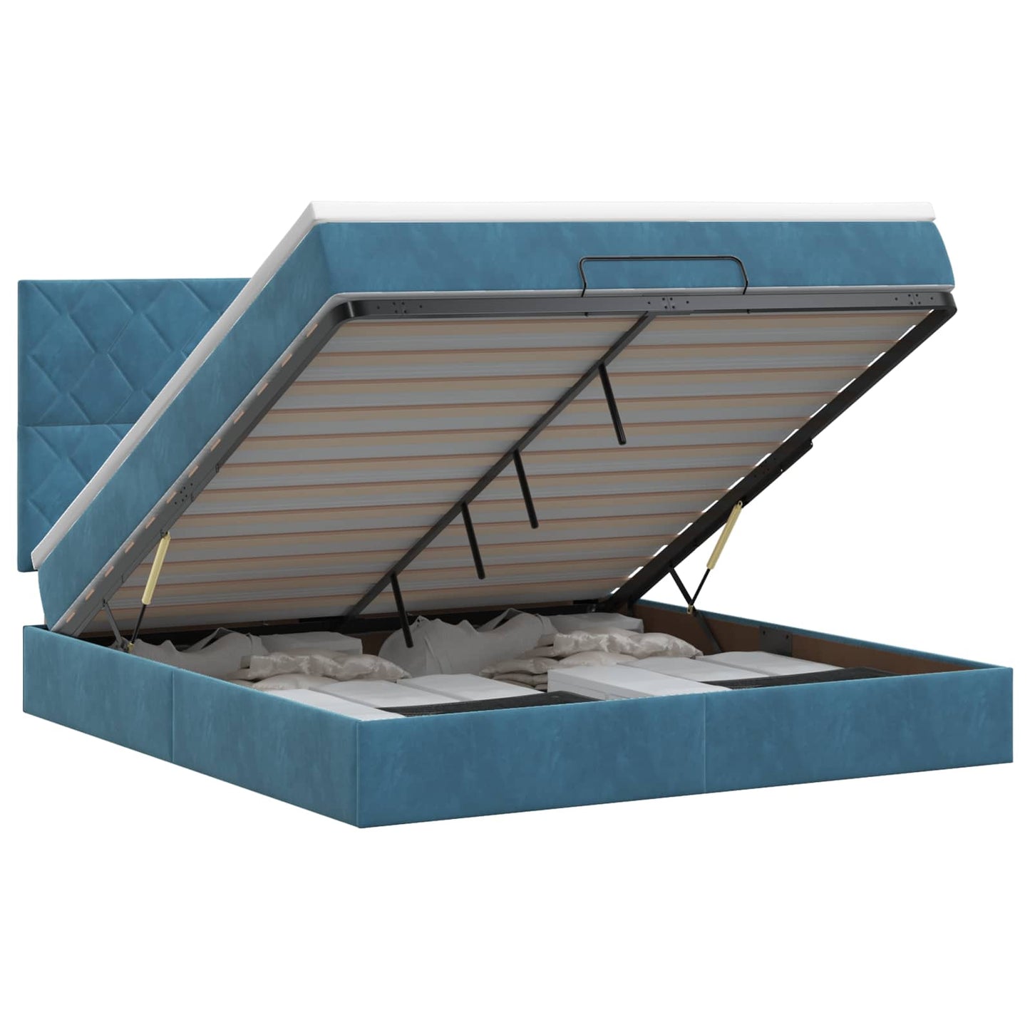 vidaXL Κρεβάτι Ottoman με στρώμα Σκούρο Μπλε 140 x 200 cm Βελούδο