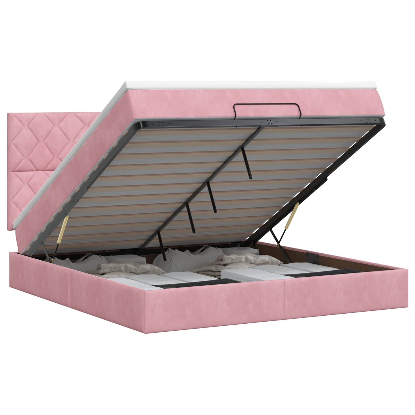 vidaXL Κρεβάτι Ottoman με στρώμα με κεφαλάρι Ροζ 140 x 200 cm Βελούδο
