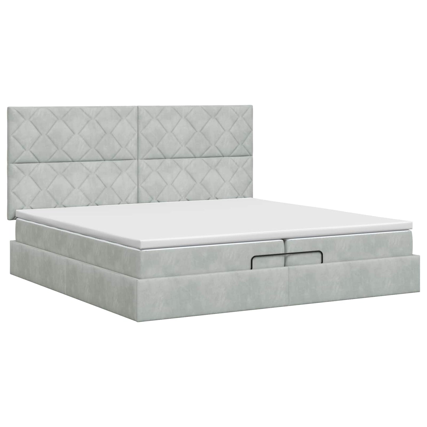 vidaXL Κρεβάτι Ottoman με στρώμα Ανοιχτό γκρι 200 x 200 cm Βελούδο