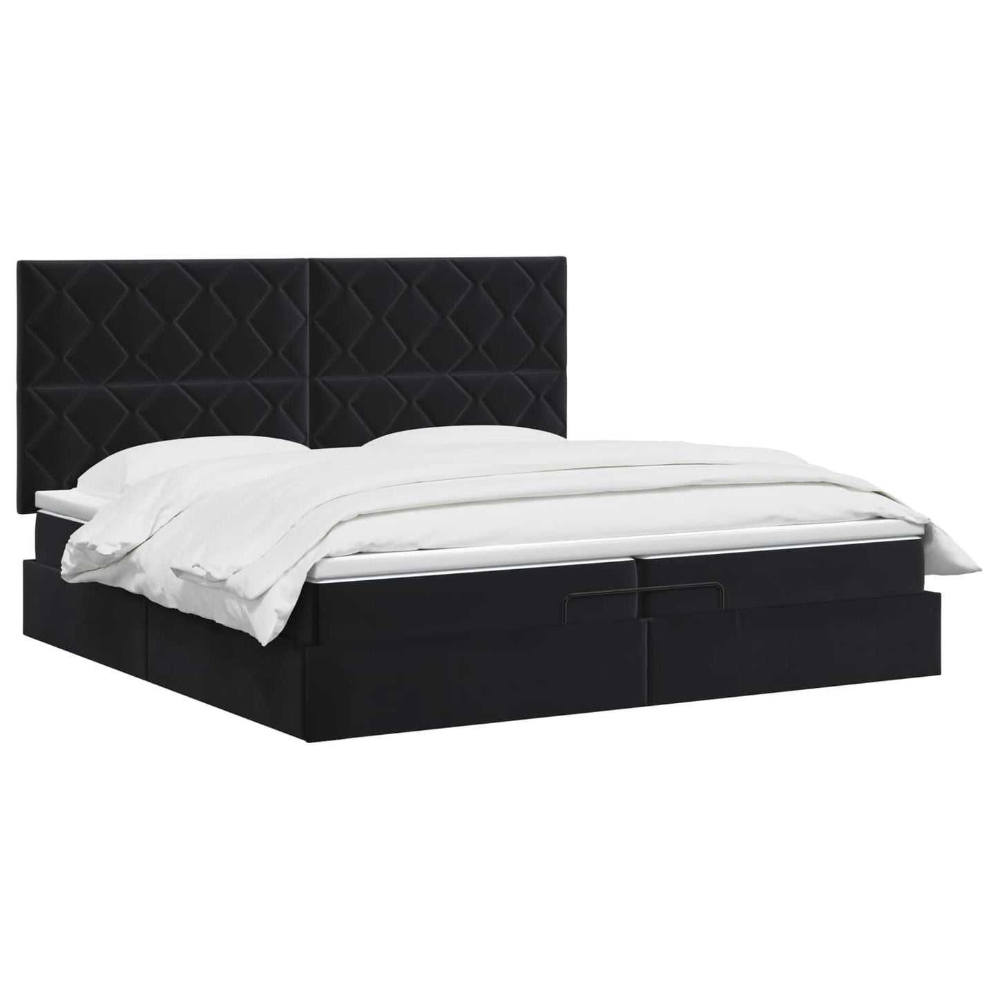 vidaXL Κρεβάτι Ottoman με στρώμα Μαύρο 200 x 200 cm Βελούδο