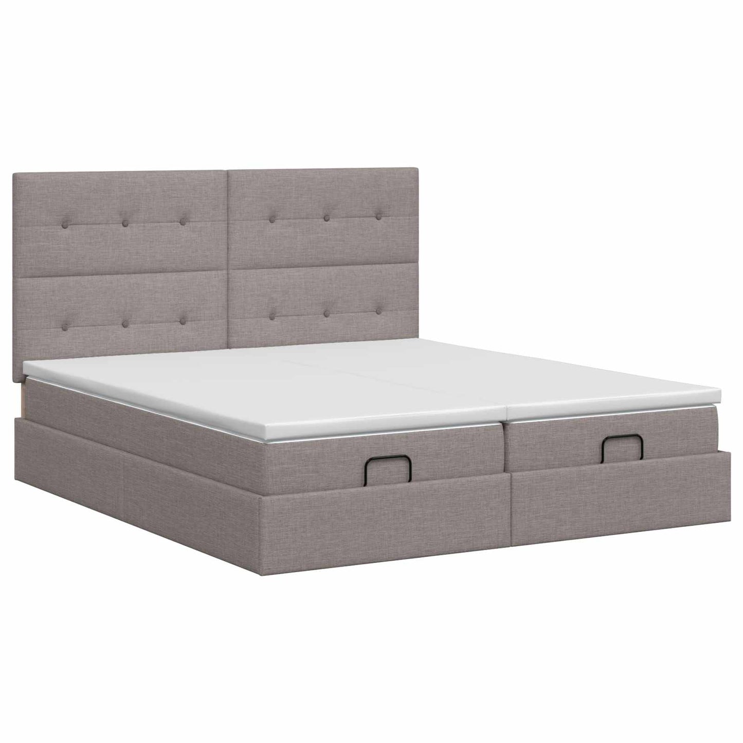 vidaXL Κρεβάτι Ottoman με στρώμα με κεφαλάρι 2 τεμ. Taupe Ύφασμα