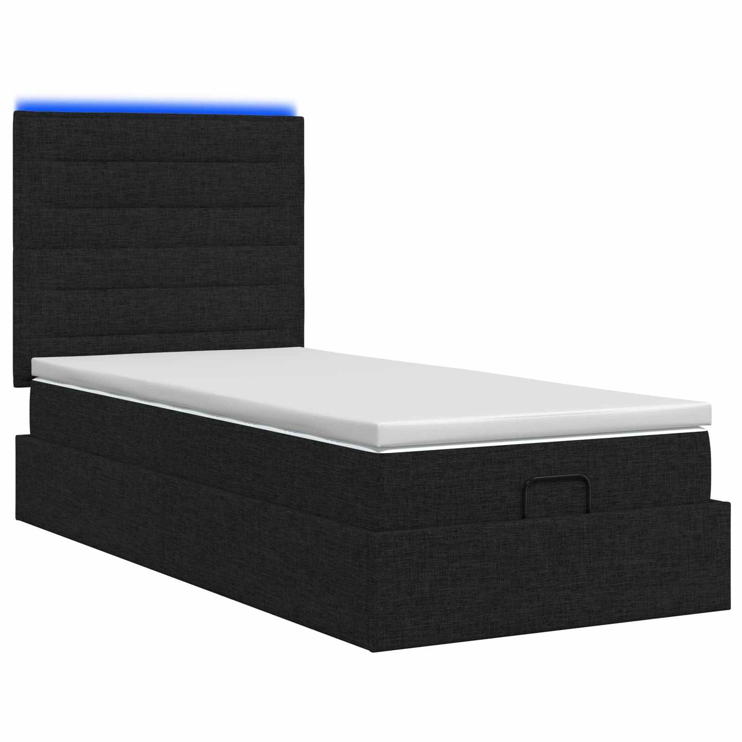 vidaXL Κρεβάτι Ottoman με Στρώμα και LED Μαύρο 90 x 200 cm Ύφασμα