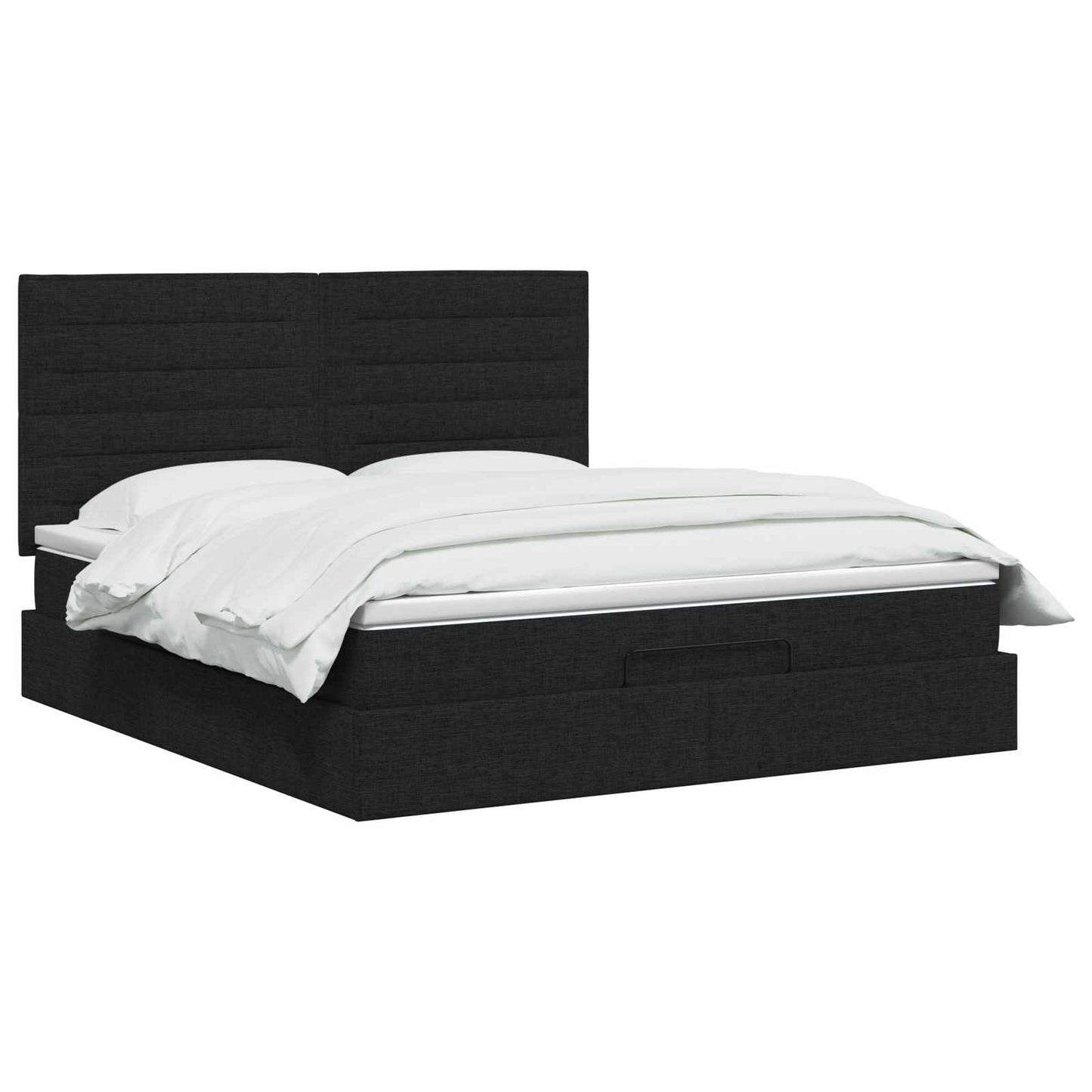 vidaXL Κρεβάτι Ottoman με Στρώμα και LED Μαύρο 140 x 190 cm Ύφασμα