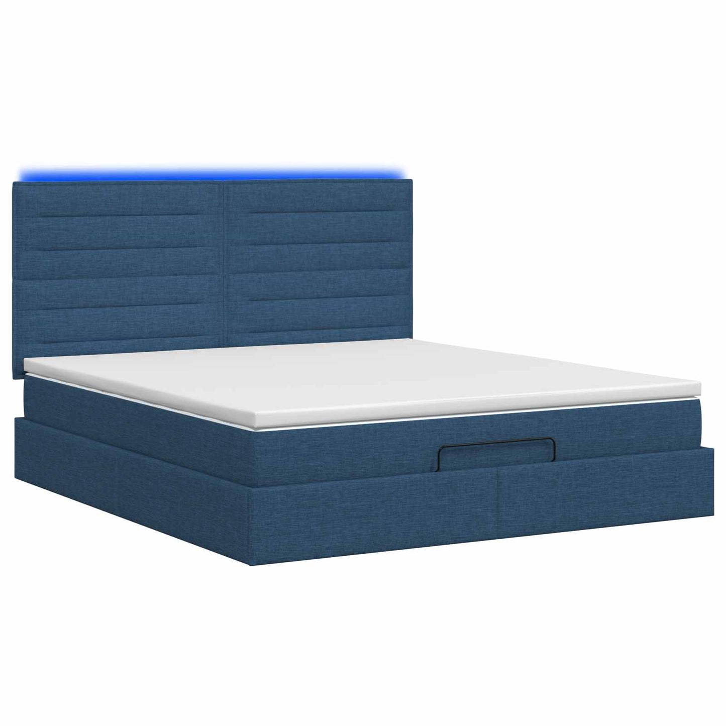 vidaXL Κρεβάτι Ottoman με Στρώμα και LED Μπλε 140 x 190 cm Ύφασμα