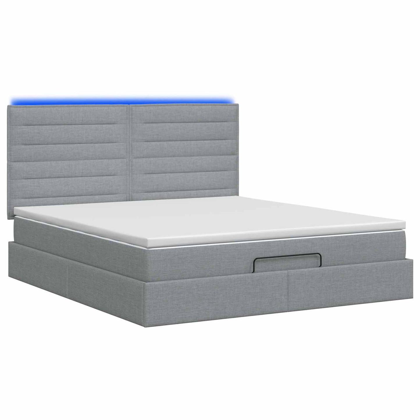 vidaXL Κρεβάτι Ottoman με Στρώμα και LED Ανοιχτό γκρι 140 x 200 cm
