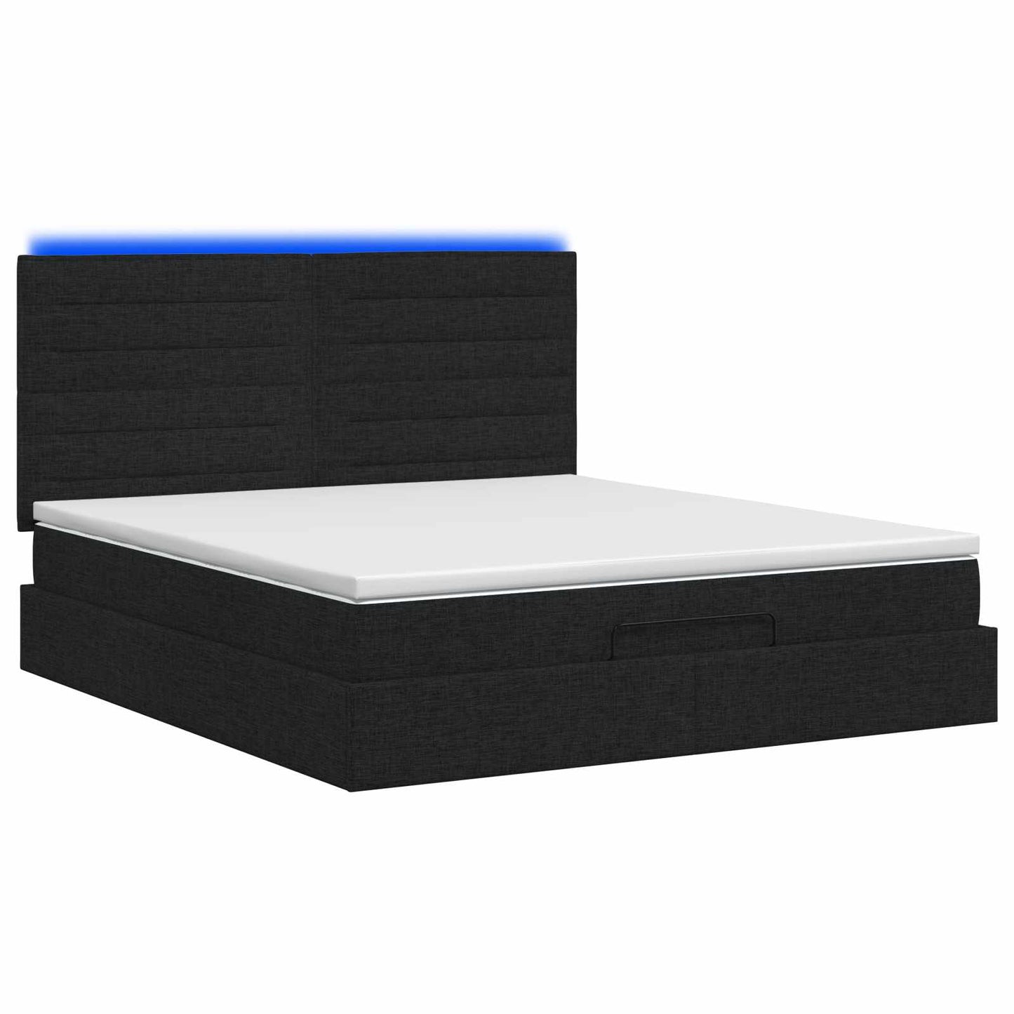 vidaXL Κρεβάτι Ottoman με Στρώμα και LED Μαύρο 160 x 200 cm Ύφασμα