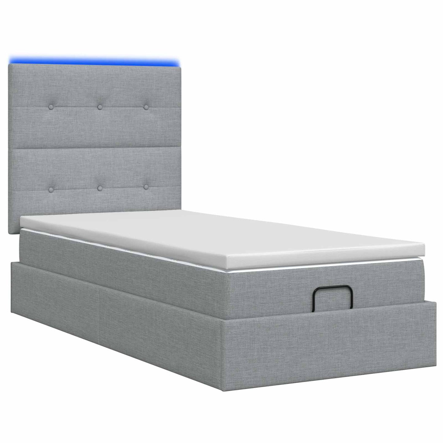 vidaXL Κρεβάτι Ottoman με Στρώμα και LED Ανοιχτό γκρι 80 x 200 cm