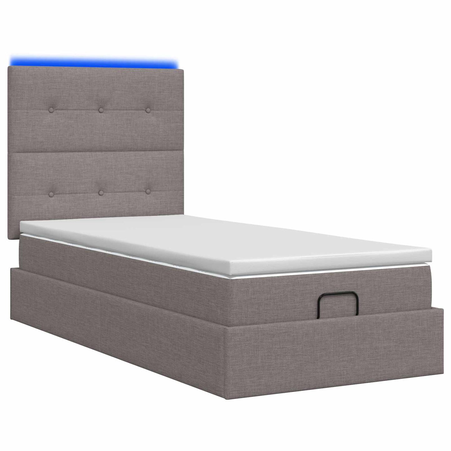 vidaXL Κρεβάτι Ottoman με Στρώμα και LED Taupe 80 x 200 cm Ύφασμα
