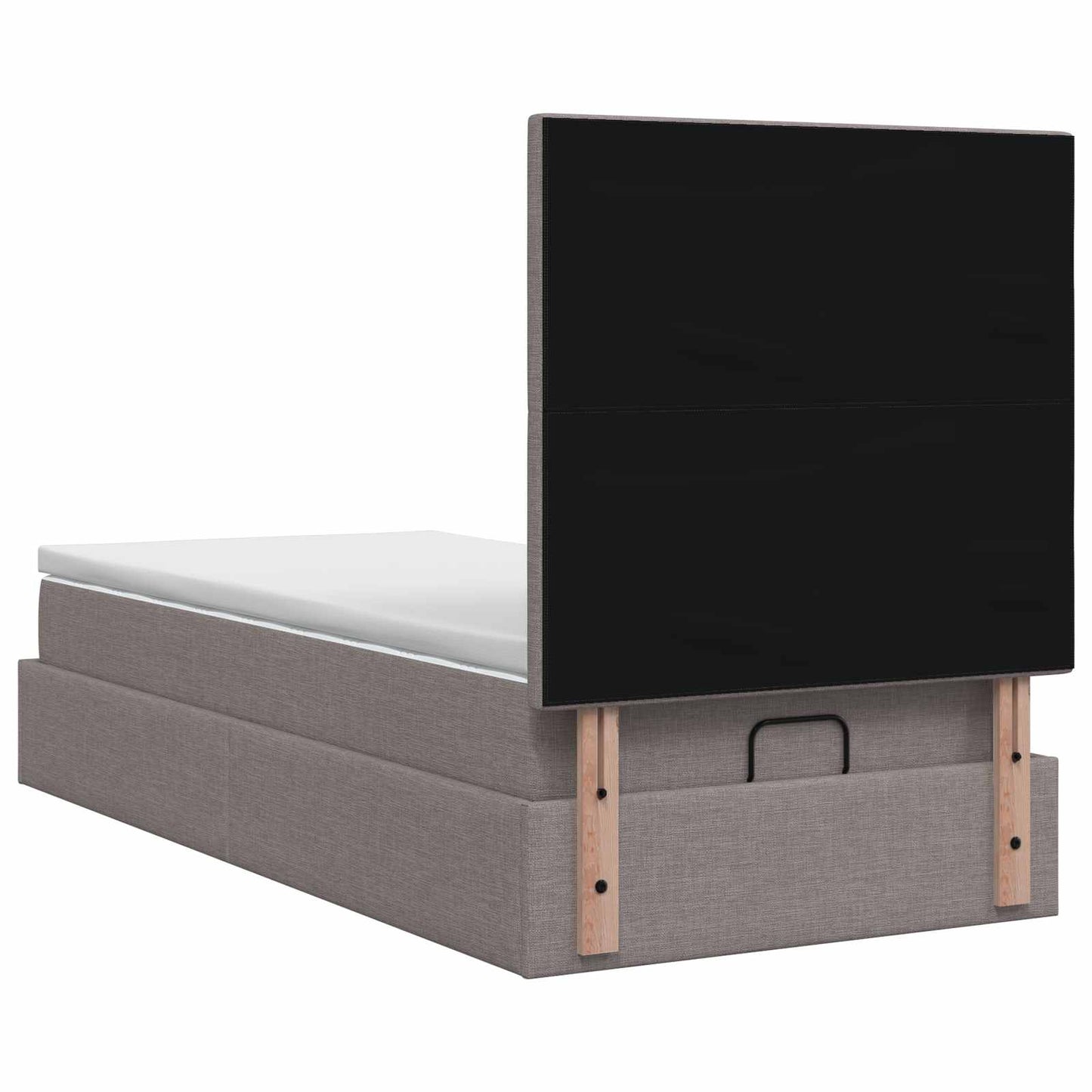 vidaXL Κρεβάτι Ottoman με Στρώμα και LED Taupe 90 x 200 cm Ύφασμα