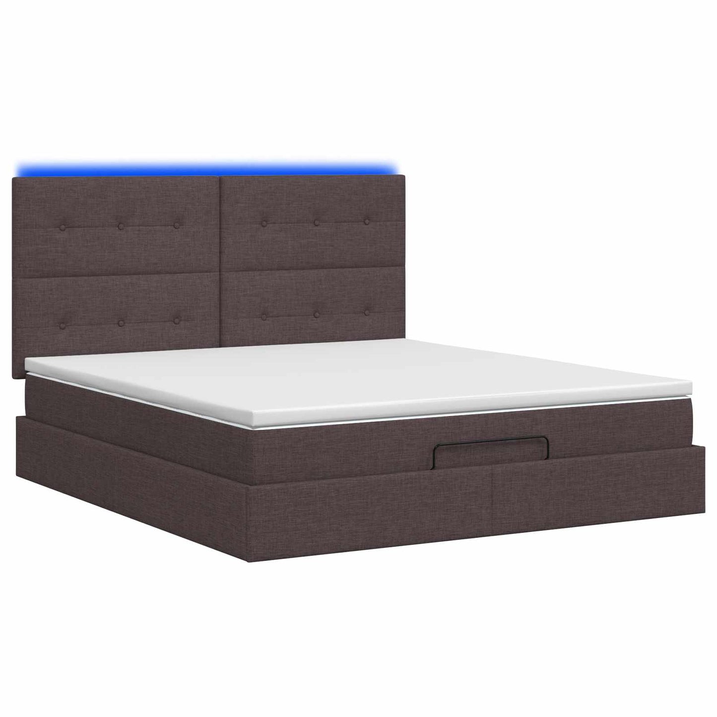 vidaXL Κρεβάτι Ottoman με Στρώμα και LED Σκούρο Καφέ 140 x 190 cm