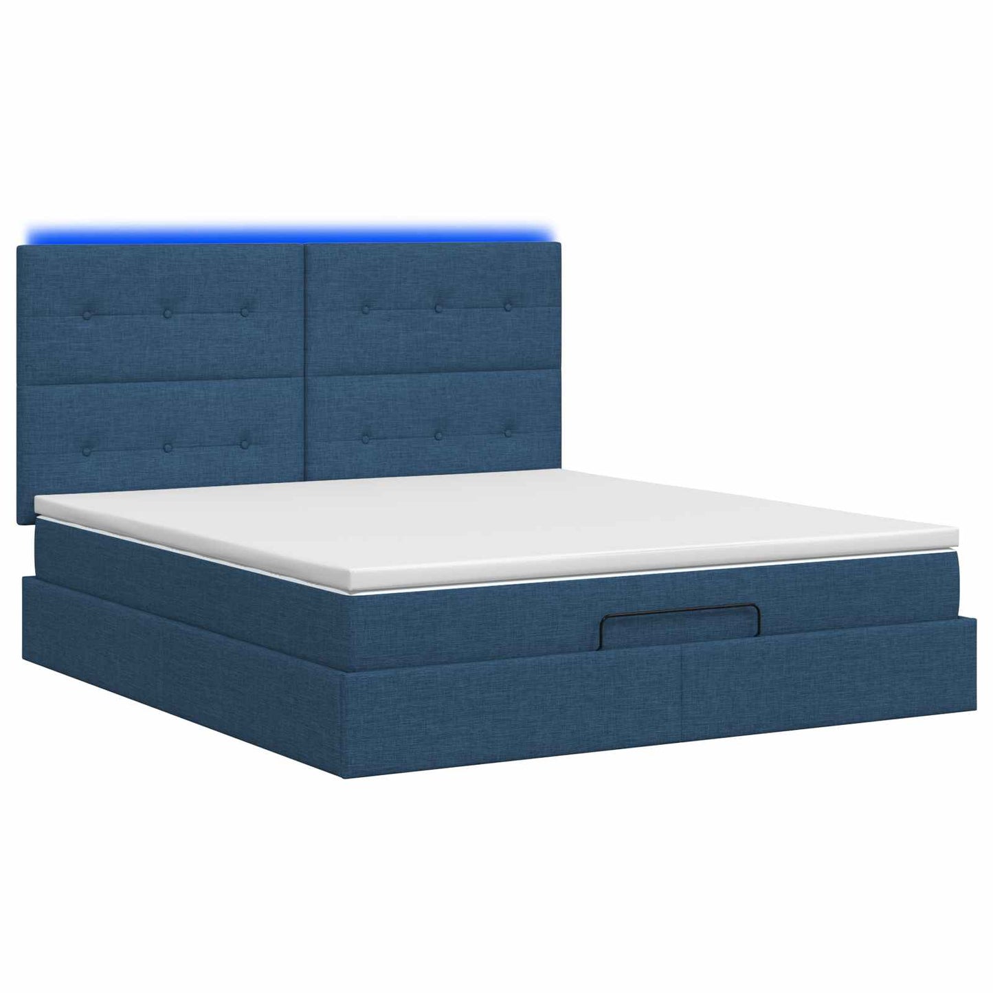 vidaXL Κρεβάτι Ottoman με Στρώμα και LED Μπλε 140 x 190 cm Ύφασμα