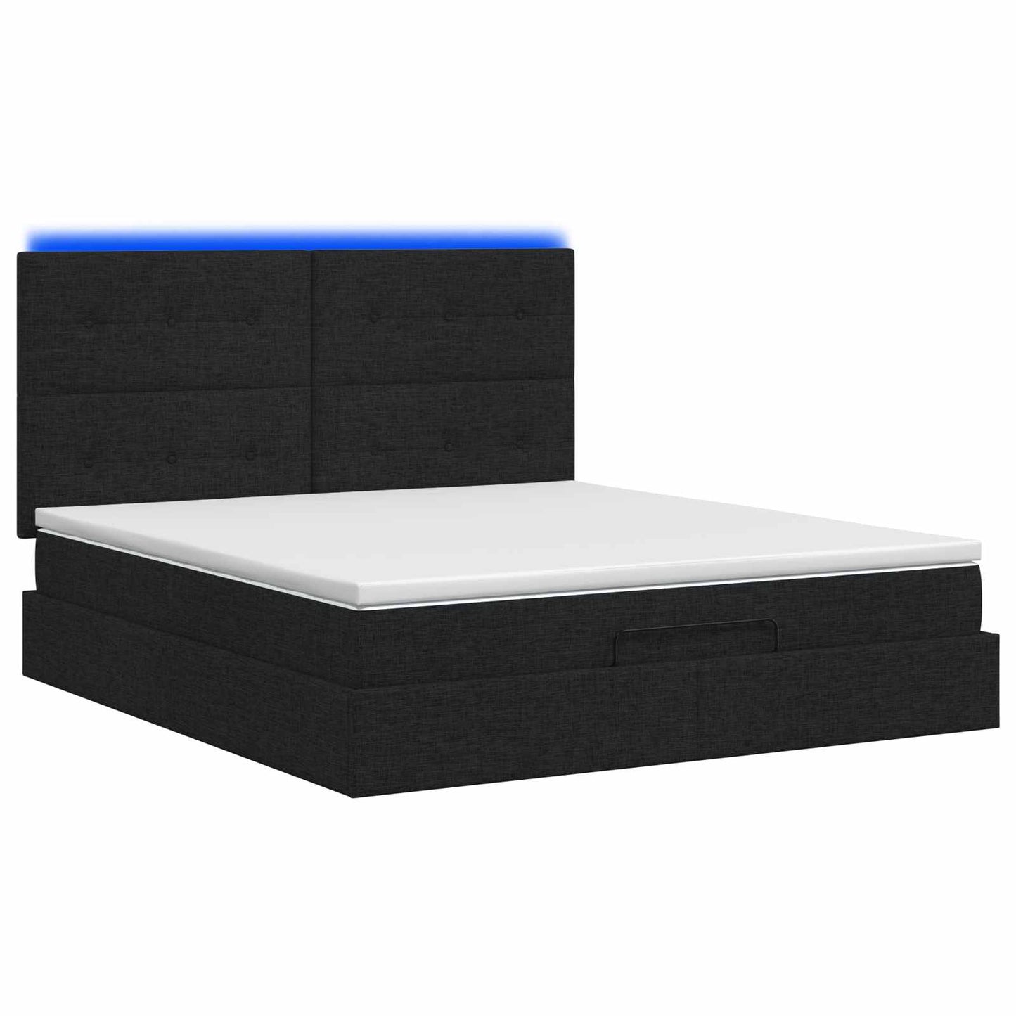vidaXL Κρεβάτι Ottoman με Στρώμα και LED Μαύρο 160 x 200 cm Ύφασμα