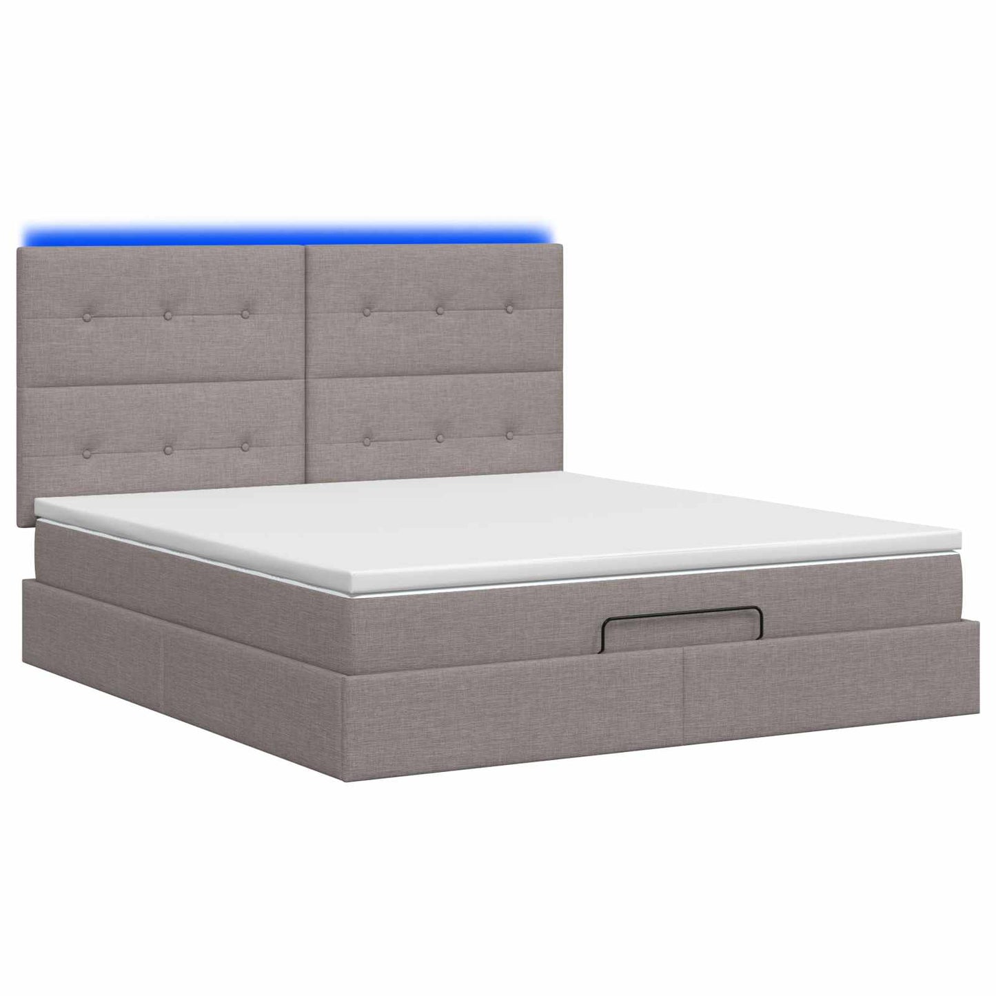 vidaXL Κρεβάτι Ottoman με Στρώμα και LED Taupe 180 x 200 cm Ύφασμα