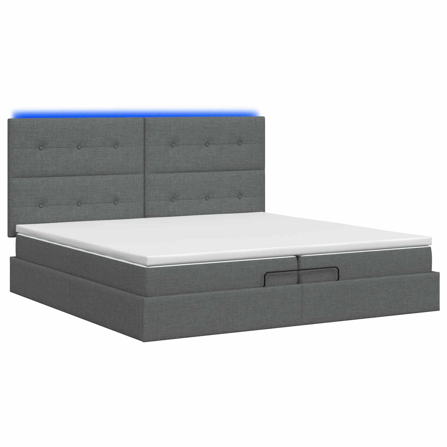 vidaXL Κρεβάτι Ottoman με Στρώμα και LED Σκούρο Γκρι 200 x 200 cm