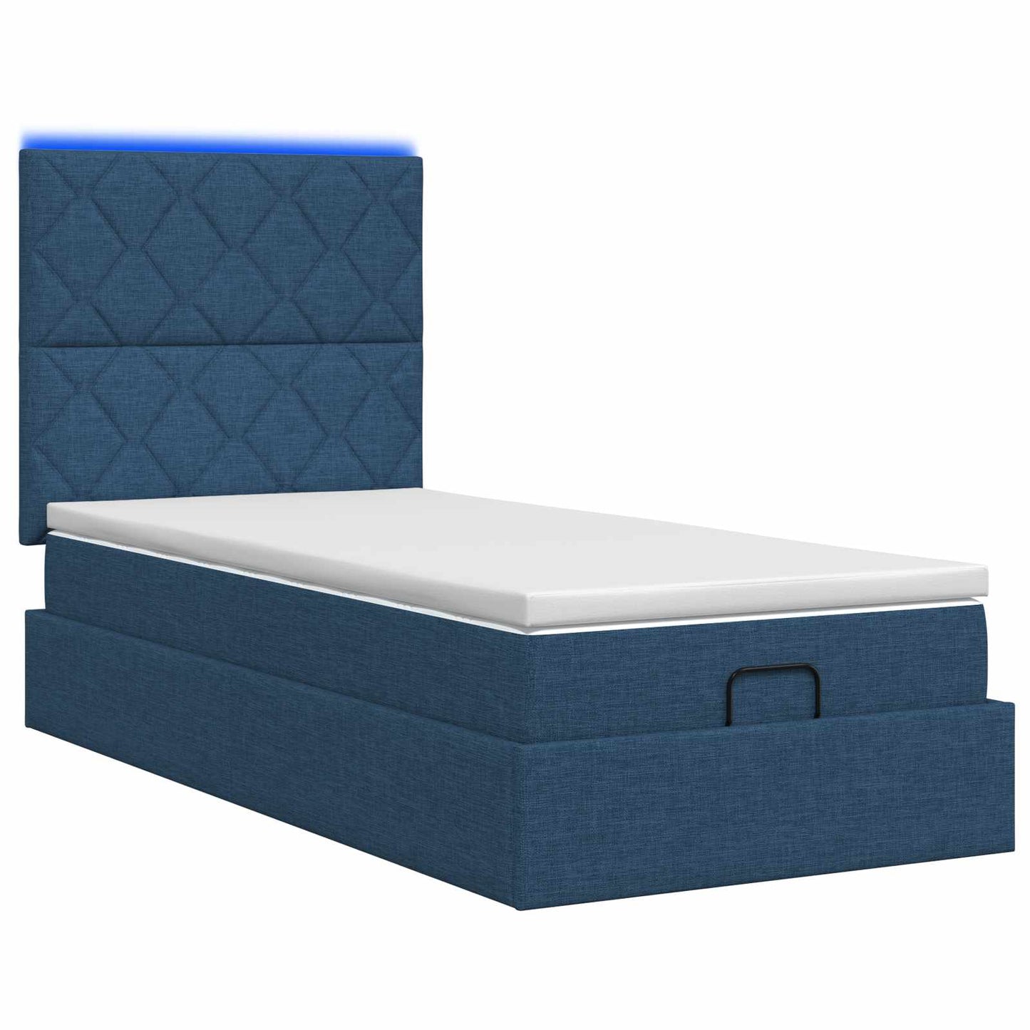 vidaXL Κρεβάτι Ottoman με Στρώμα και LED Μπλε 90 x 190 cm Ύφασμα