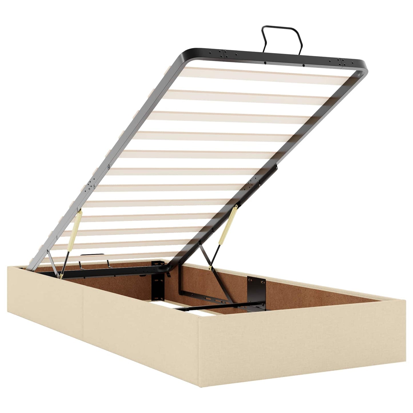 vidaXL Κρεβάτι Ottoman με Στρώμα και LED Κρεμ 90 x 200 cm Ύφασμα