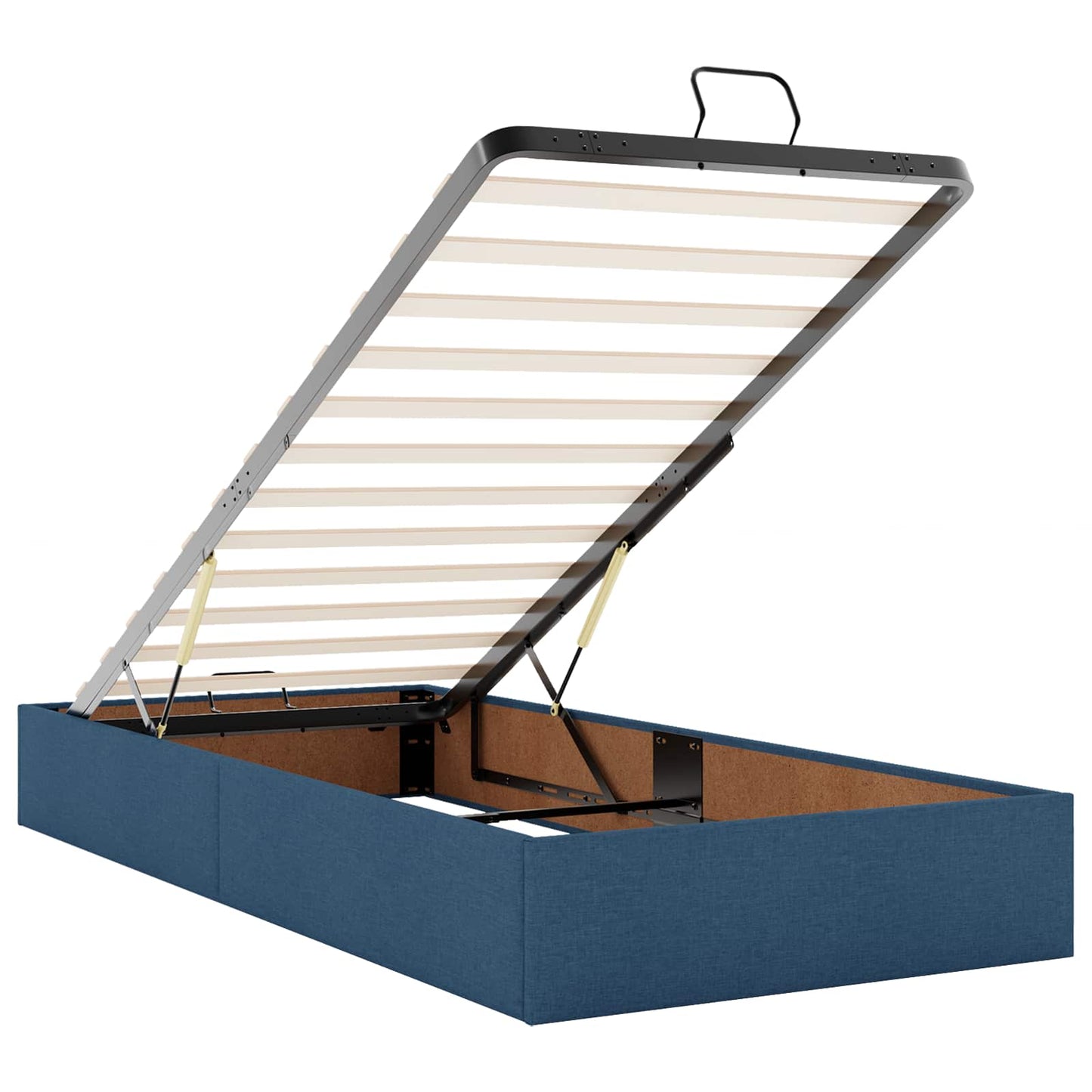 vidaXL Κρεβάτι Ottoman με Στρώμα και LED Μπλε 90 x 200 cm Ύφασμα