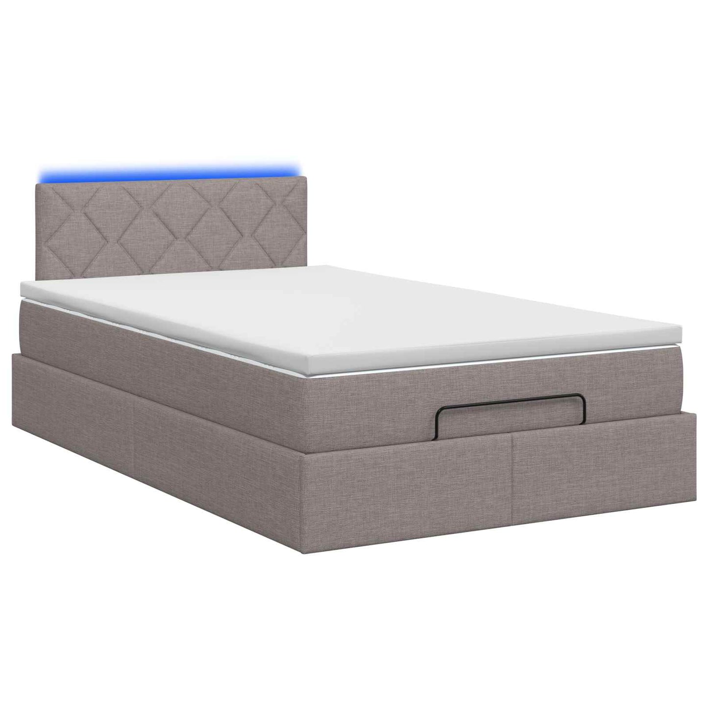 vidaXL Κρεβάτι Ottoman με Στρώμα και LED Taupe 120 x 190 cm Ύφασμα