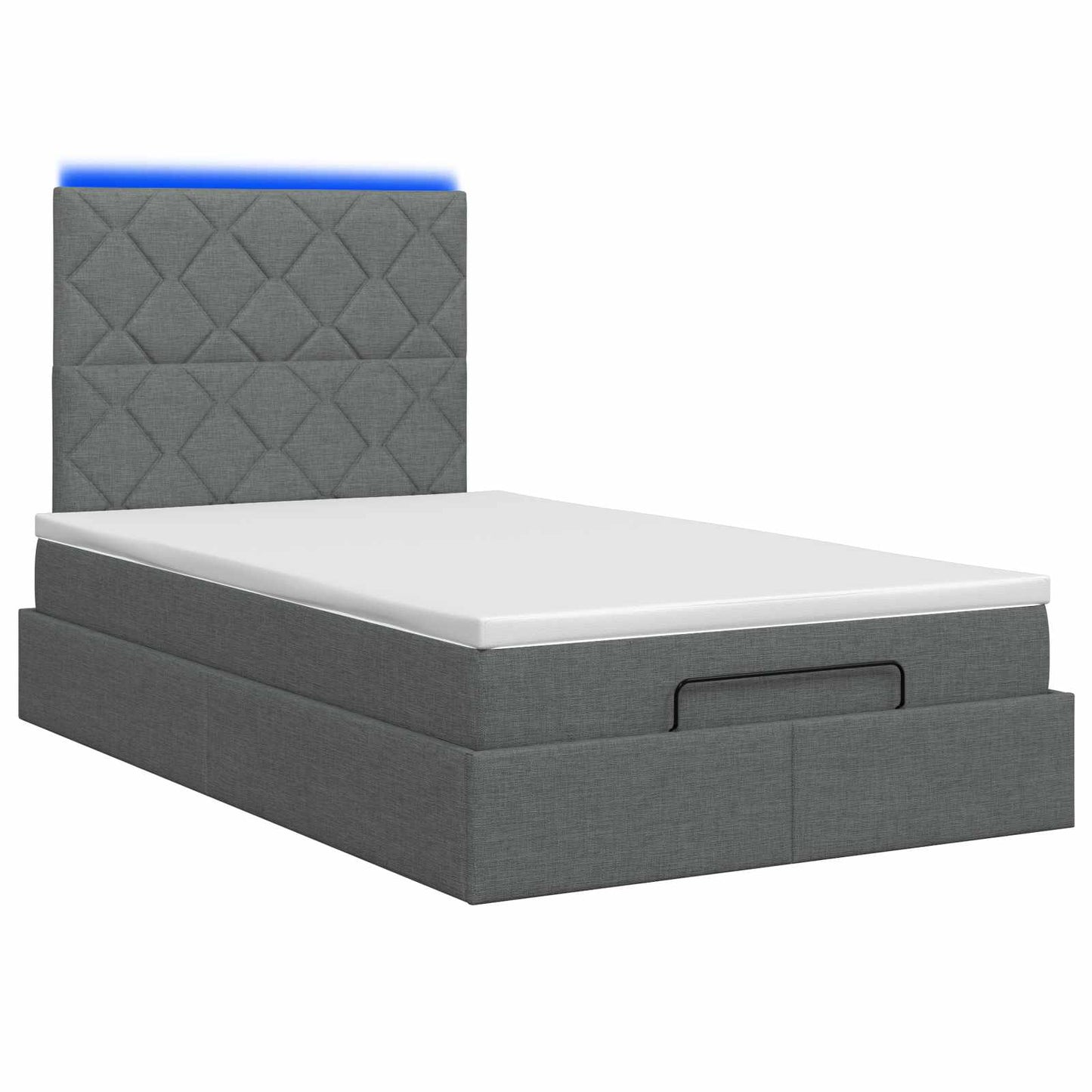 vidaXL Κρεβάτι Ottoman με Στρώμα και LED Σκούρο Γκρι 120 x 200 cm