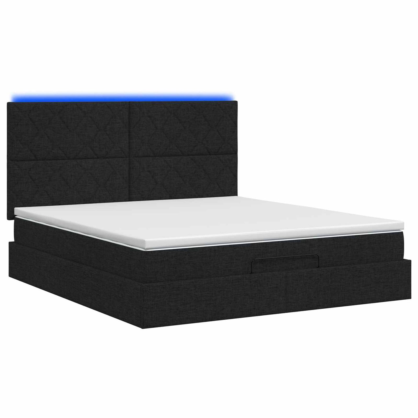 vidaXL Κρεβάτι Ottoman με Στρώμα και LED Μαύρο 140 x 190 cm Ύφασμα