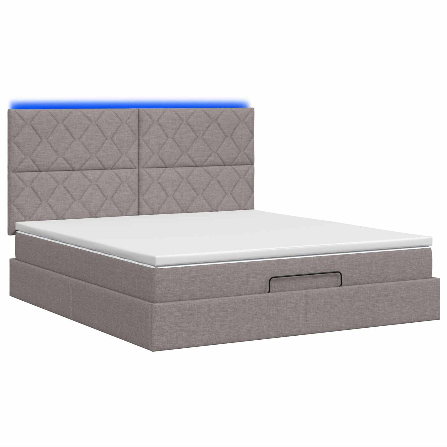vidaXL Κρεβάτι Ottoman με Στρώμα και LED Taupe 140 x 190 cm Ύφασμα