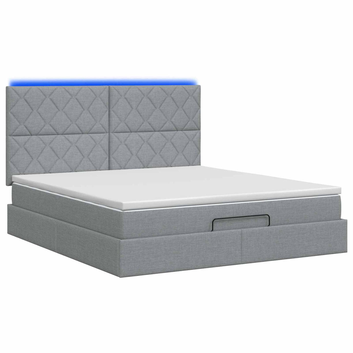 vidaXL Κρεβάτι Ottoman με Στρώμα και LED Ανοιχτό γκρι 140 x 200 cm