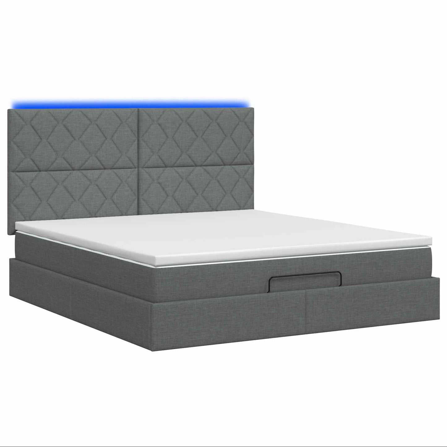 vidaXL Κρεβάτι Ottoman με Στρώμα και LED Σκούρο Γκρι 140 x 200 cm