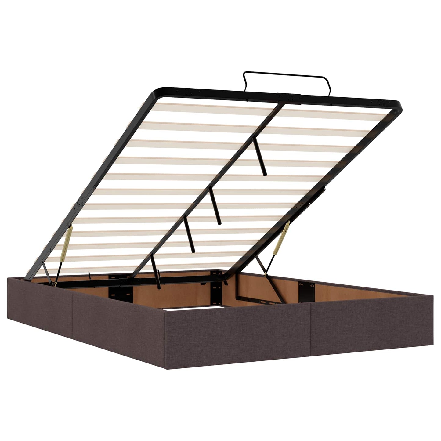 vidaXL Κρεβάτι Ottoman με Στρώμα και LED Σκούρο Καφέ 140 x 200 cm