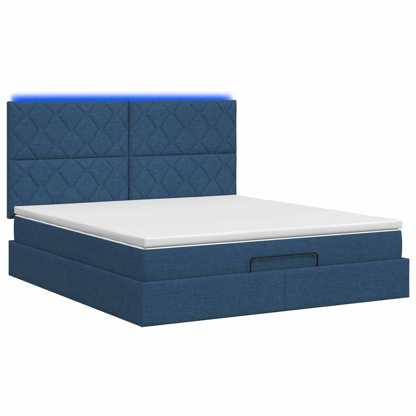 vidaXL Κρεβάτι Ottoman με Στρώμα και LED Μπλε 160 x 200 cm Ύφασμα