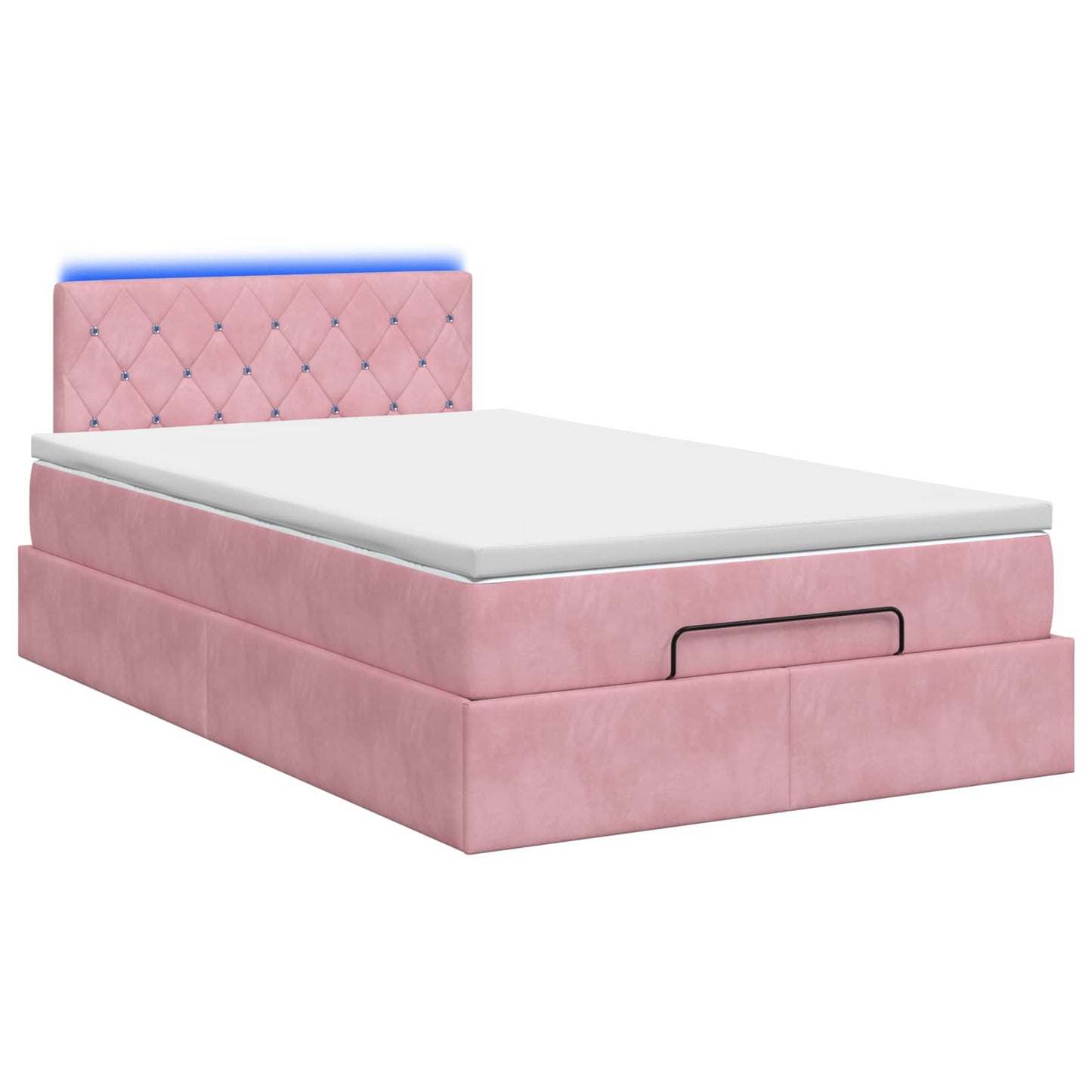 vidaXL Κρεβάτι Ottoman με Στρώμα και LED Ροζ 120 x 190 cm Βελούδο