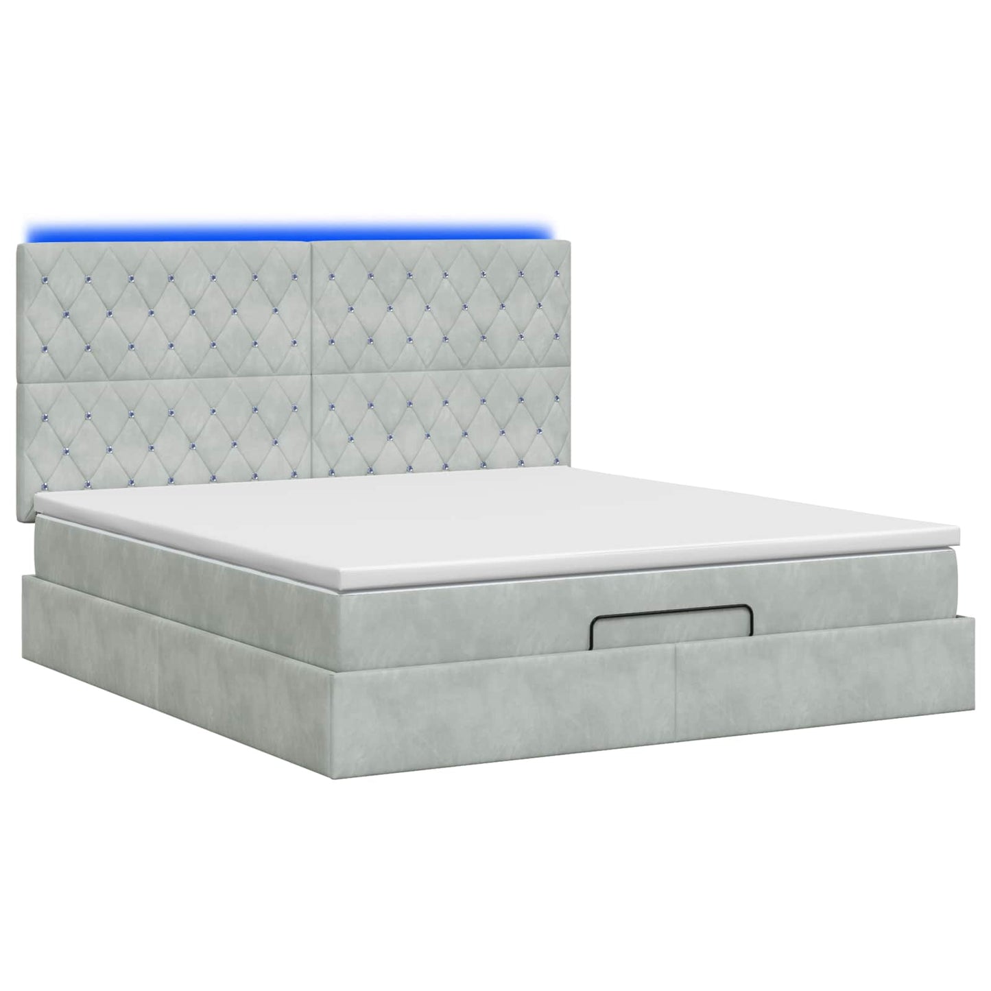 vidaXL Κρεβάτι Ottoman με Στρώμα και LED Ανοιχτό γκρι 160 x 200 cm