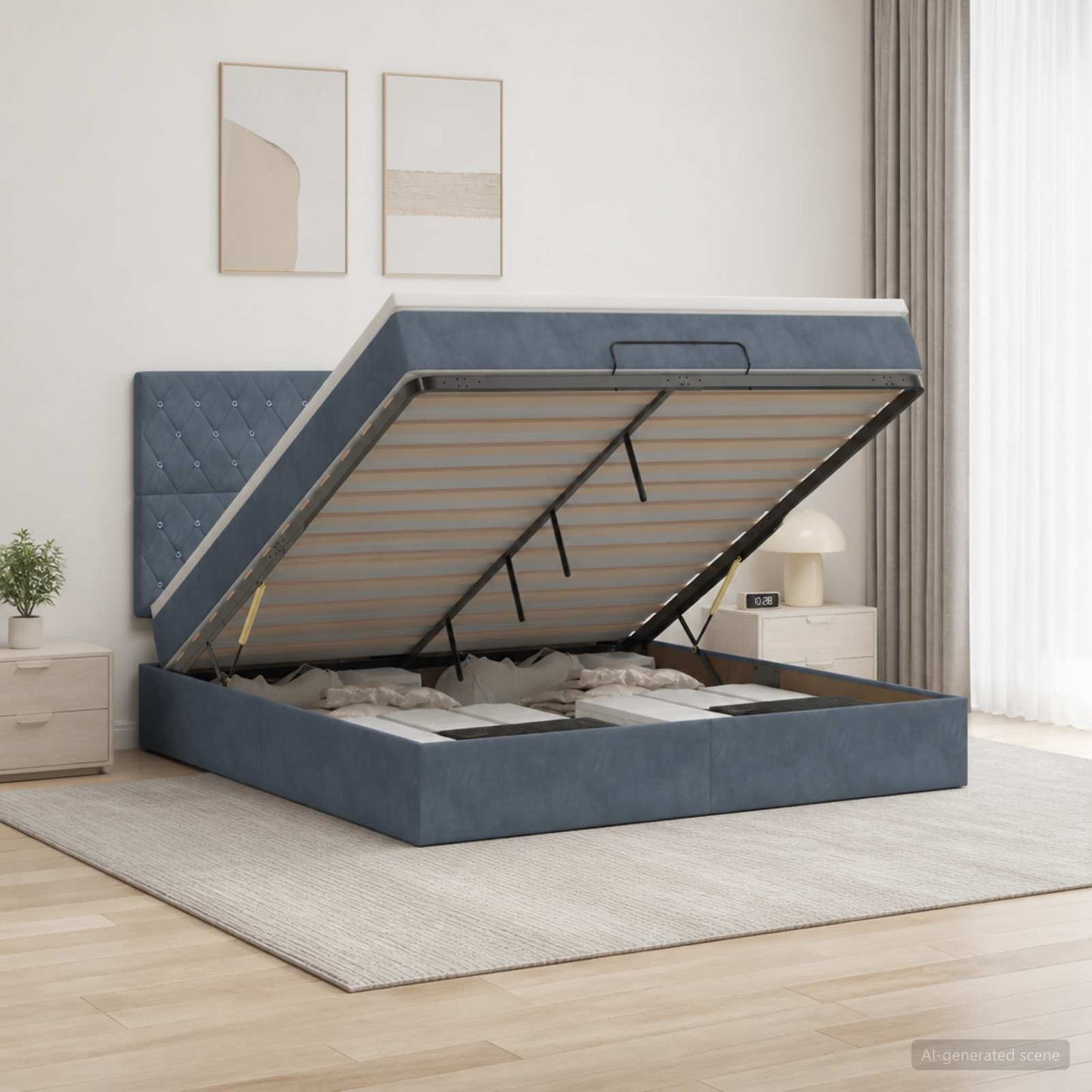 vidaXL Κρεβάτι Ottoman με στρώμα Σκούρο Γκρι 160 x 200 cm Βελούδο