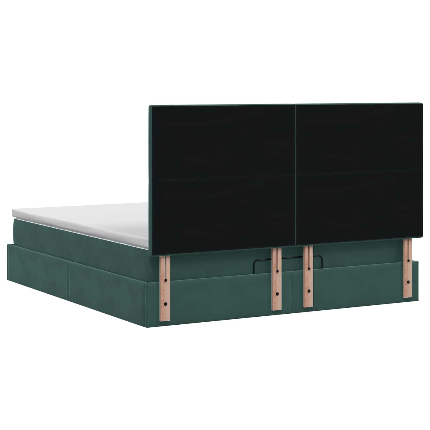 vidaXL Κρεβάτι Ottoman με Στρώμα και LED Σκούρο Πράσινο 180 x 200 cm