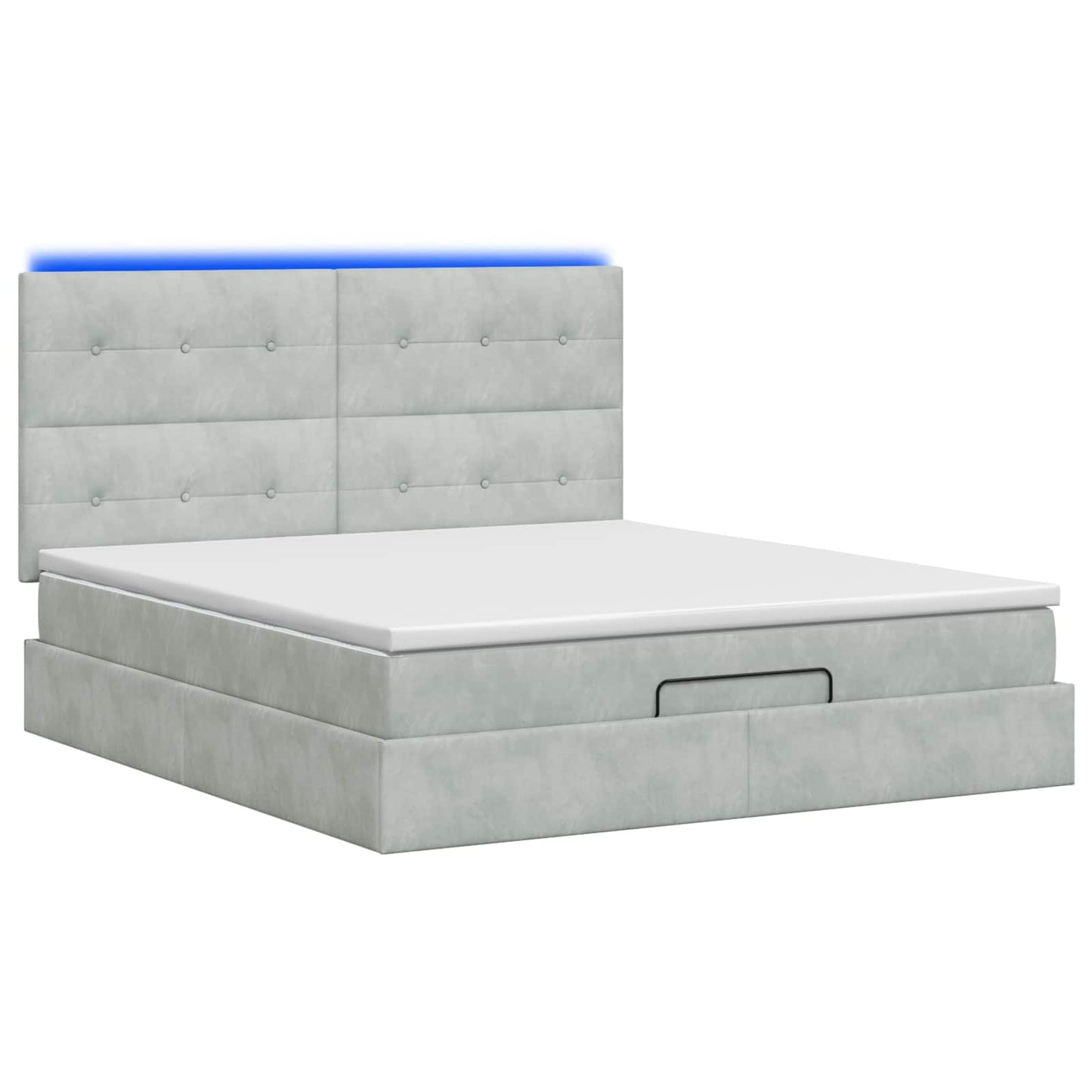 vidaXL Κρεβάτι Ottoman με Στρώμα και LED Ανοιχτό γκρι 140 x 200 cm