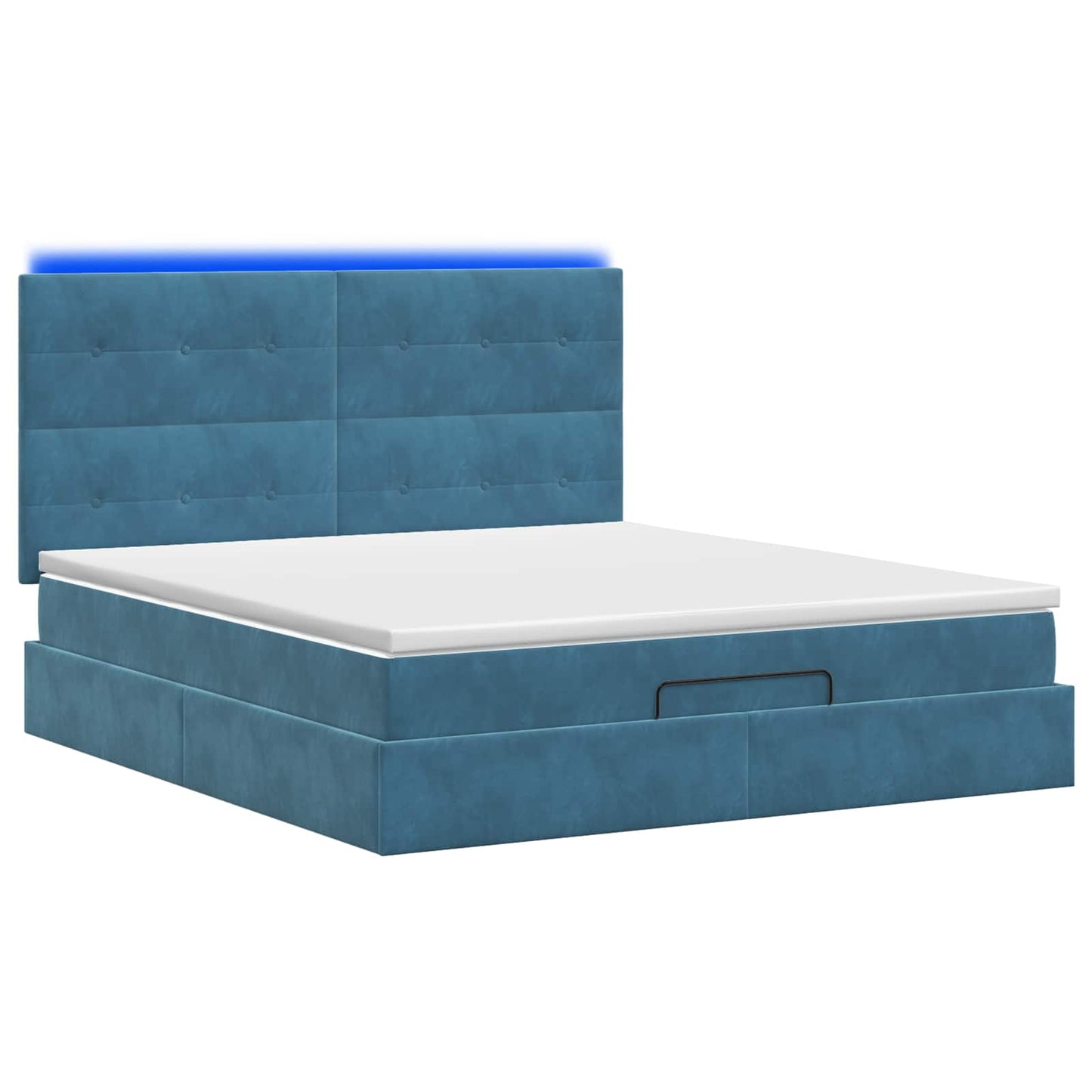 vidaXL Κρεβάτι Ottoman με Στρώμα και LED Σκούρο Μπλε 180 x 200 cm