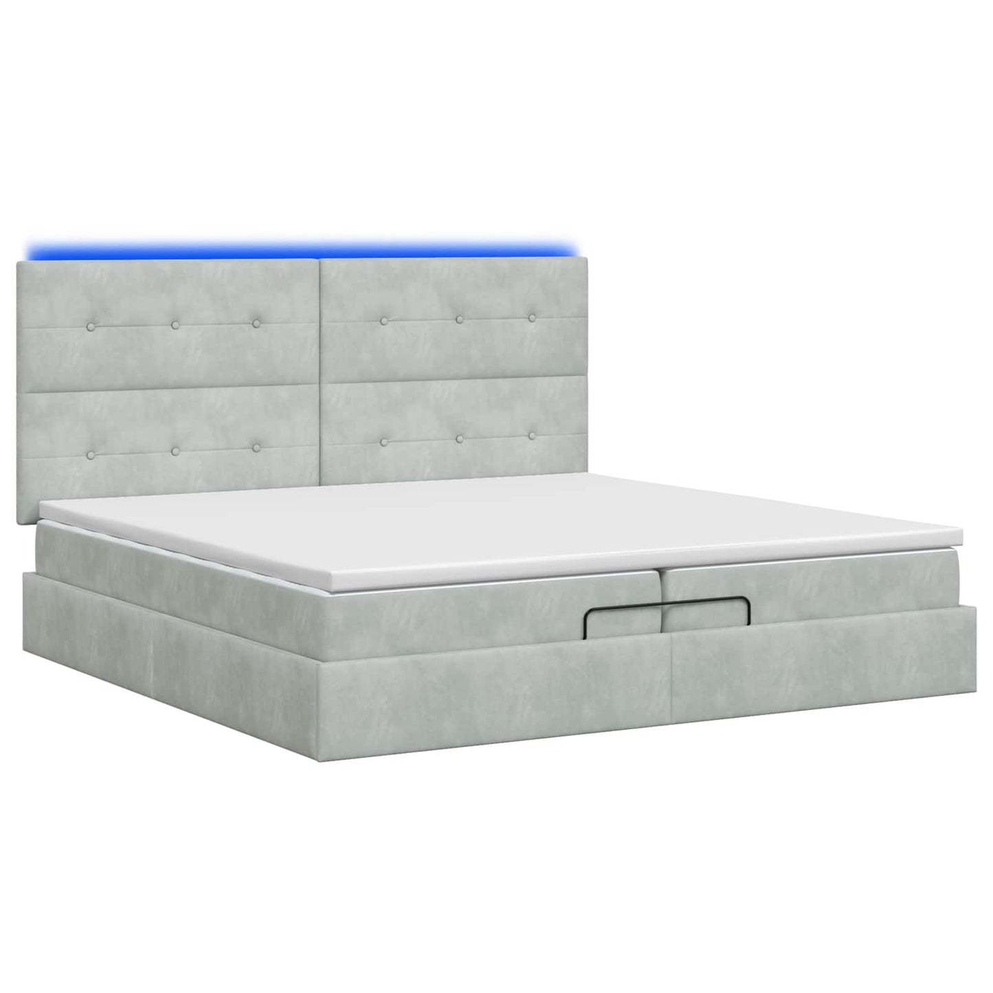 vidaXL Κρεβάτι Ottoman με Στρώμα και LED Ανοιχτό γκρι 200 x 200 cm