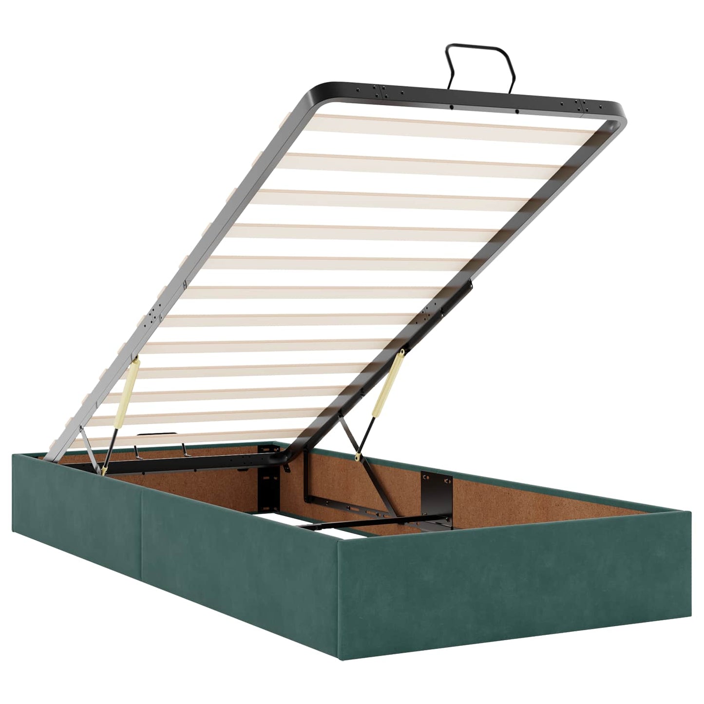 vidaXL Κρεβάτι Ottoman με Στρώμα και LED Σκούρο Πράσινο 90 x 200 cm