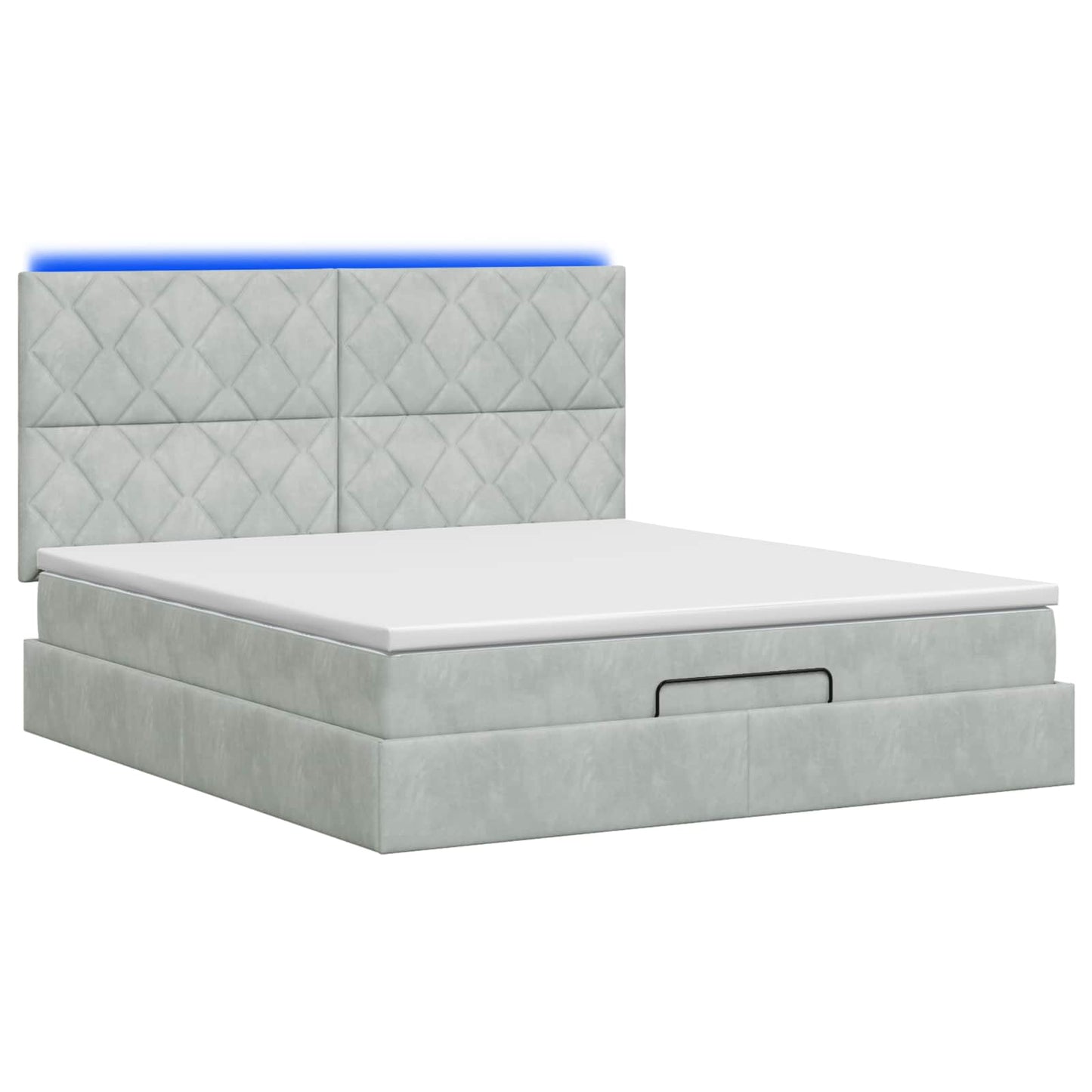 vidaXL Κρεβάτι Ottoman με Στρώμα και LED Ανοιχτό γκρι 140 x 190 cm