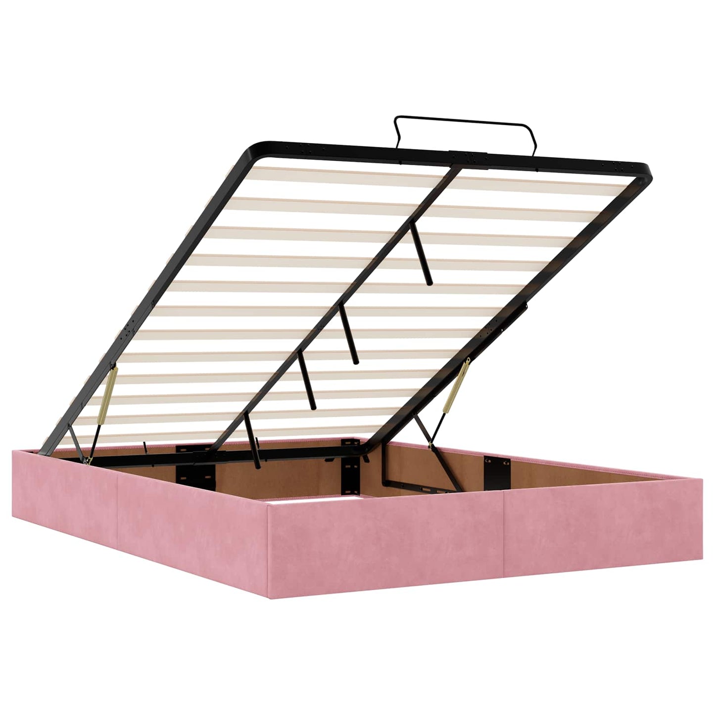 vidaXL Κρεβάτι Ottoman με Στρώμα και LED Ροζ 140 x 190 cm Βελούδο