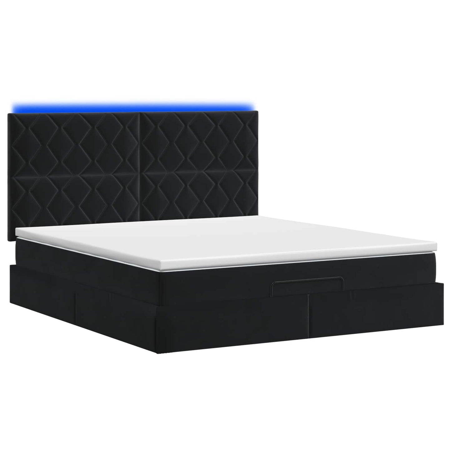 vidaXL Κρεβάτι Ottoman με Στρώμα και LED Μαύρο 140 x 200 cm Βελούδο